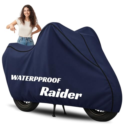 Image of 100% Waterproof Raider Bike Cover | Polyester Body Cover for Rain & Sun | UV Protection, Dustproof, Scratch Resistant, Windproof, Heat Resistant, Vehicle Specific Fit (Blue)