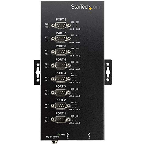 Image of StarTech.com 8 Port Serial Hub USB to RS232 /RS485 /RS422 Adapter - Industrial USB 2.0 to DB9 Serial Converter Hub - IP30 Rated - Din Rail Mountable Metal Serial Hub - 15kV ESD Protection, TAA