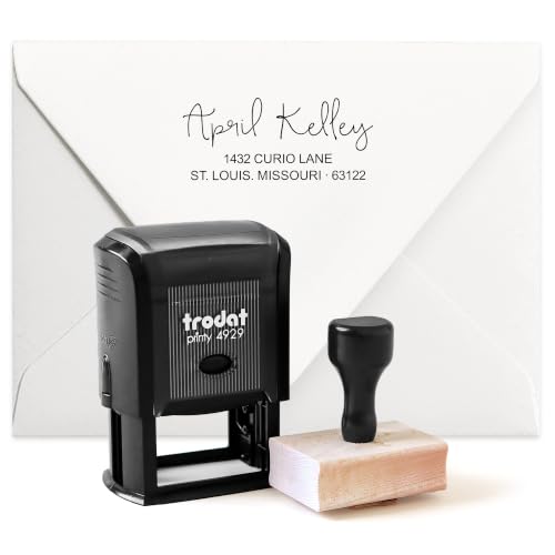 Image of Personalized Script Return Address Stamp, Custom Name & Address Stamp, Elegant Self-Inking or Wood Handle Rubber Stamp for Wedding & Home Mail - 06