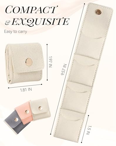 Mini Travel Jewelry Bag 2025 New Portable Foldable Faux Suede Jewelry Organizer And Storage with Buckle - Mini Travel Jewelry Roll Bag Jewelry Pouch for Earrings, Rings, Necklaces-1PCS3