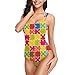Piezas de Rompecabezas Mujeres Retro 80s / 90s Inspirado High Cut Low Back Traje de baño de una Pieza Trajes de baño XL