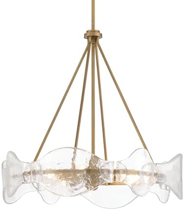 Minka Lavery 3695-732 Elora 6 Light 24" Wide Multi Light Pendant - Legacy Brass with Clear Textured Handmade Glass