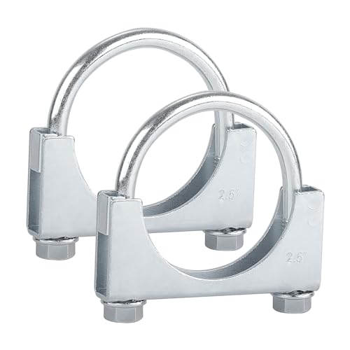 LCGP 2.5 Heavy Duty U Bolt Clamps Saddle Type Anti-Corrosion 2 Pack Muffler Clamps