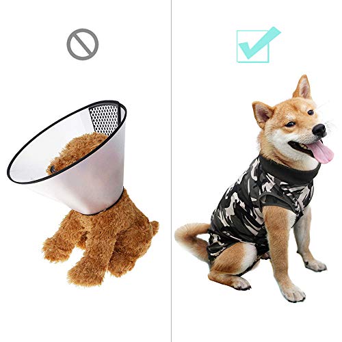 Image of HEYWEAN Dog Surgery Recovery Suit for Abdominal Wound, E-Collar Cone Alternative After Surgery Wear, Protect Wound from Grooming and Scratching, Dog Surgical Post-Operative Bodysuit