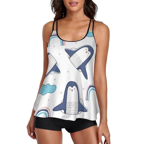 Ensembles bikini tankini pingouin femme avec short de garçon et robe de plage extensible