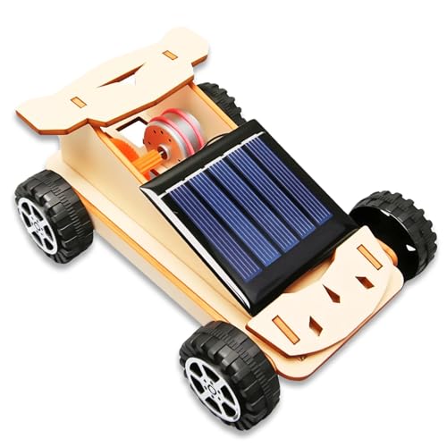 Solar Holzbausatz Auto, DIY Wissenschaftliches Lernspielzeug, 3D Holzmodell Bausatz mit Solarbetrieb, Pädagogisches Technik Spielzeug für Kinder ab 8 Jahren, Geschenk für Jungen Mädchen