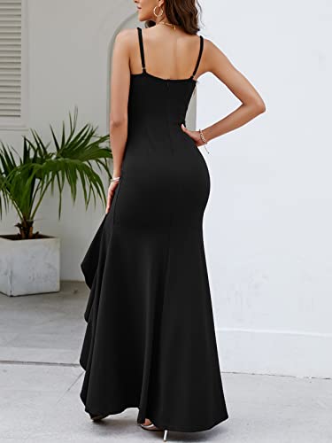 Dghbvs Formal Long Dresses For Women Wedding Guest Summer Adjustable Straps Tight Sexy Maxi Dress To Hide Tummy(L,10800-Black) #TOP1