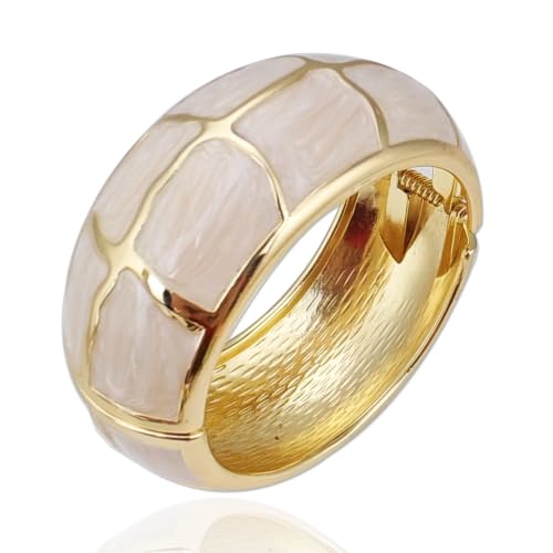 YMBYCM Chunky Gold Geometric Open Bracelet Colorful Trendy Bangle for Women | Trendy Multicolor Enamel Wide Bracelets Statement Irregular Cuff Bangle Fashion Jewelry Gift