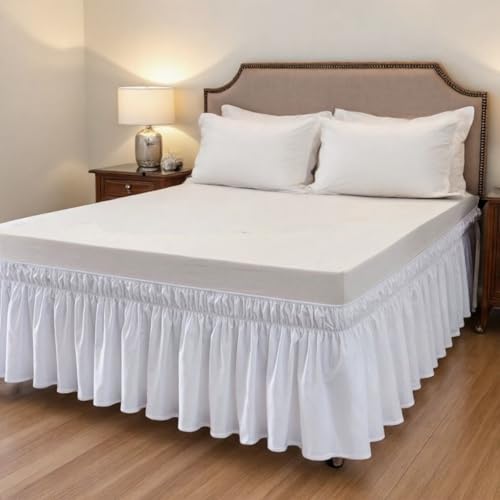 Bed Skirt, Elastic Wrap Around Dust Ruffle Bed Skirting Easy