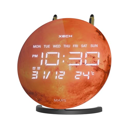 Image of Xech Alarm Clock for Heavy Sleepers | Dual Loud Alarm | USB-C Powered | Small LED Table Clock for Students | Home Decoration Items for Living Room | Gifts for Kids Man Woman | Solaris-X Neo (Mars)
