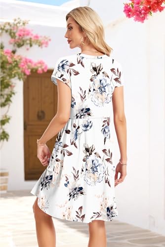 Image of AUSELILY Women's Summer Short Sleeve Knee-Length V Neck Dress with Pockets | V Neck,Cap Sleeve,Loose-Fit,Casual Dresses,2026 New