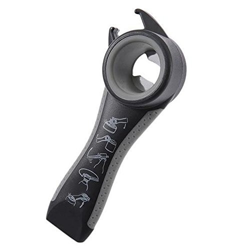 relangce Multifunzione Apribottiglie, Apriscatole da Birra 5 in 1, Apertura Manuale con Maniglie Antiscivolo e Acciaio Inossidabile, Apre per Bottiglia, Lattina Vaso Bottiglia Birra e Vaso (Nero)