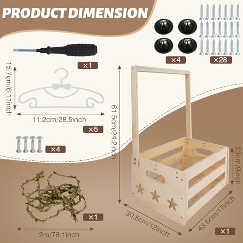 Image of Wooden Baby Shower Crate Closet, Personalized Baby Shower Basket, Baby Storage Crate Hamper, Easy Assembly Baby Baskets for Newborn Boys Girls, Pregnancy Gifts for New Parents(Wood Color)