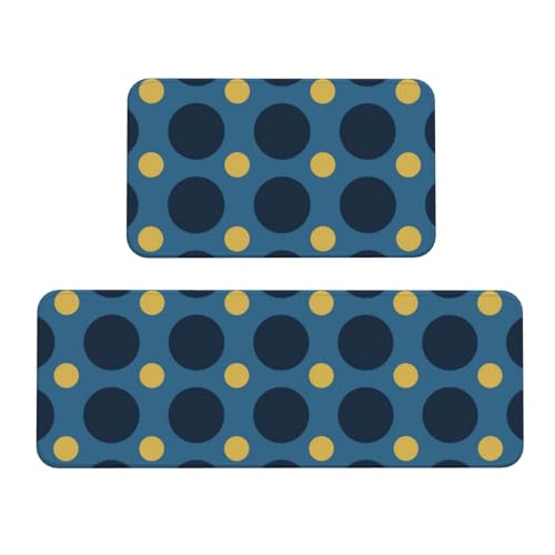 GVYGVY Antifatigue Kitchen Mats for Floor 2 Piece - Boho Polka Do C Print Kitchen Rugs Washable, Non Slip Runner Rug Standing Mat for Office/Bathroom/Laundry/Home Decor and Accessories