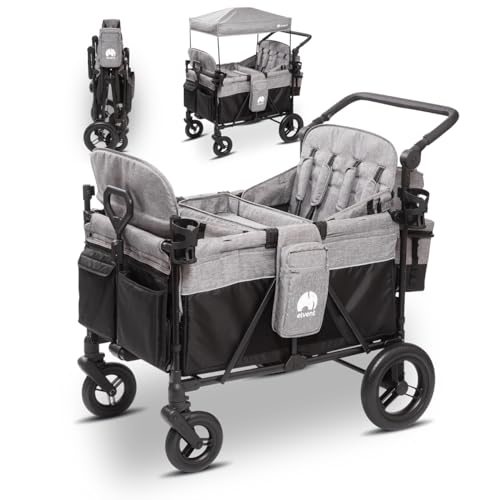 elvent® ComfortPlus 4 Sitzer Bollerwagen - Handwagen faltbar mit Dach I...