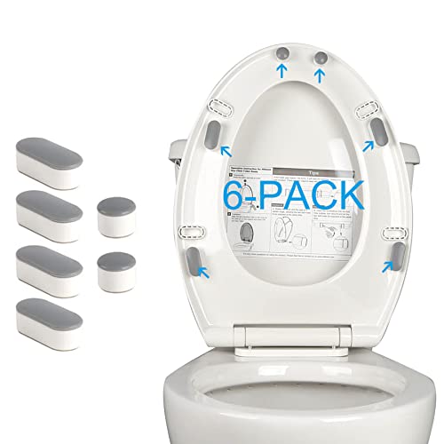 6 Pieces Toilet Seat Bumpers, Universal Toilet Lid Bumper Rubber Bumpers Each One with 2 Thickness TPE Pads(2 Height choose from) Self Adhesive Toilet Bumpers Used for Home, Hotel, Hospital by Hibbent