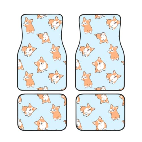 Alfombrillas de Coche Corgi Juego de 4 Piezas Antideslizantes de Neopreno