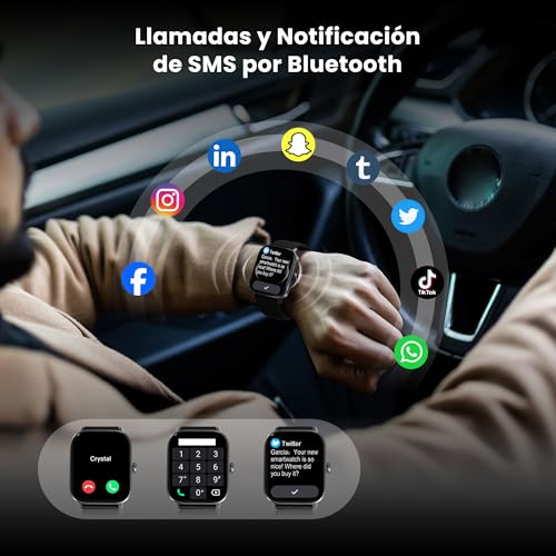 YISH Smartwatch Damen und Herren: Mit 1,83 Zoll Display, Fitness Tracker, Smart Watch mit IP68 wasserdicht, Sportarmband in Schwarz - Afbeelding 6
