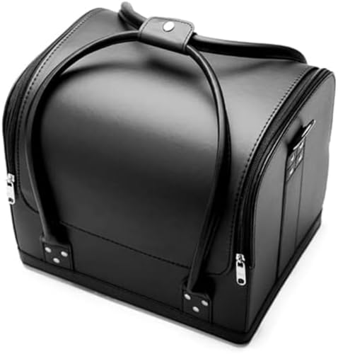 Hxuolue メイクボックス 大容量 メイクボックス プロ用メイクボックス プロ仕様 コスメボックス 3段トレイ 化粧箱 化粧ボックス コスメ収納 メイク道具 化粧品収納ボックス 鍵付き puレザー 化粧箱 (A)