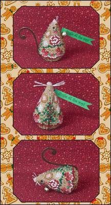 JUST NAN Gingerbread Jingle Mouse Limited Edition Ornament JNLEGJM Cross Stitch Chart and Embellishment Pack Design Area 2 x 3.5 inches on 32 Count Fabric