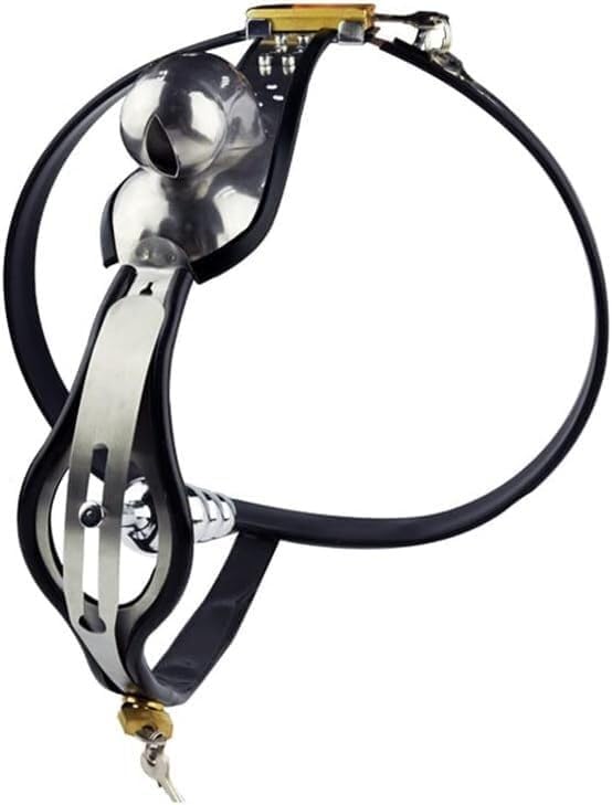 Anal Butt Plug Lockable Stainless Steel Chastity Device with Anal Plug Beads Underwear Lock Ring Cage Sex Toys