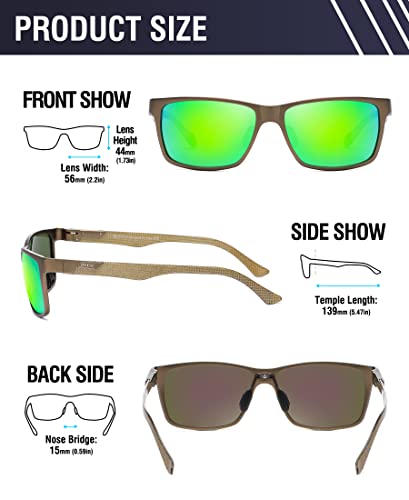 DUCO Mens Sunglasses Polarized Rectangle Sunglass for Men Lightweight Carbon Fiber UV400 Protection 82062