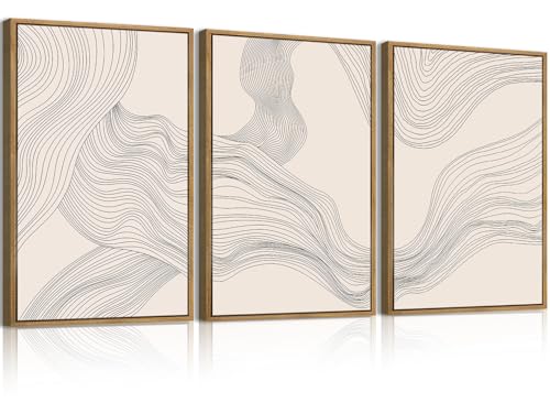 ANHUIB Neutral Canvas Wall Art Modern Abstract Canvas Painting Beige