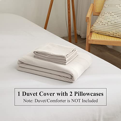 Eavd Modern Style Solid Beige Duvet Cover King Soft 100% Washed Cotton Neutral Textured Beige Bedding Set Luxury Boho Beige Comforter Cover Set With Zipper Closure #TOP5