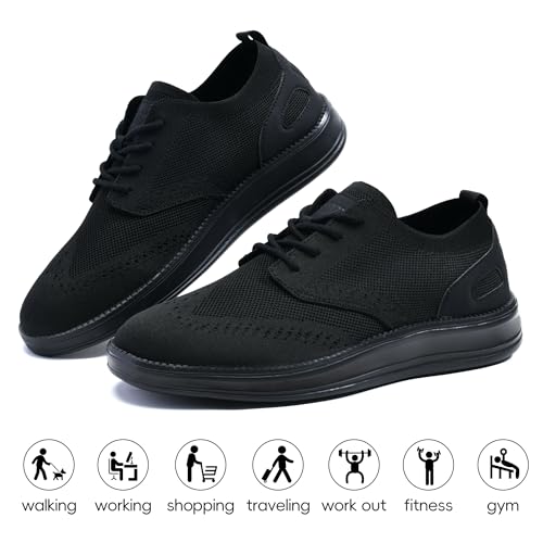 Mens Casual Dress Shoes Loafers Walking Sneakers Mesh Breathable Comfortable Lightweight Tennis Sneakers Fashion Lace Up Oxfords Business Shoes Soft Sole Zapatos2