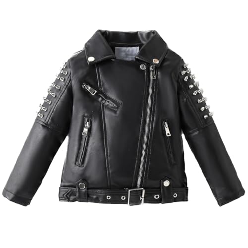 Boys Leather Jacket Children Motorcycle Biker Jacket Zipper Faux Leather Coat