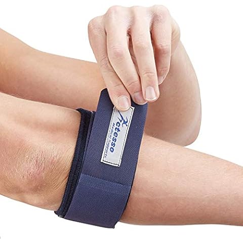 Actesso Blue Tennis Elbow Strap - Epicondylitis Supports to Ease Tendon & Joint Pain (One Size - Left or Right) Cover