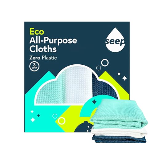 SEEP Eco All Purpose Cloths - Multi-Purpose Lyocell Cleaning Cloth - Dish Cloths - Pack of 3