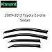 Window Rain Guards for 2009 2010 2011 2012 2013 Toyota Corolla Sedan, Tape-on Side Window Vent Visors Wind Deflectors Shades