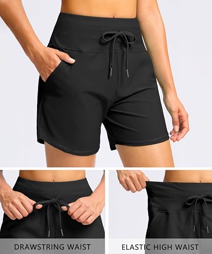 Viodia Women's 5" High Waisted Swim Board Shorts Quick Dry Beach Shorts with Pockets UPF 50+ Swimsuit Bottoms with Liner4