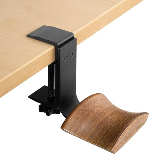 Jichenfang Support de casque avec appui-tête en noyer de 6 cm de large, support de casque réglable à pince, support de casque de bureau pour casque de bureau et jeu