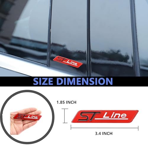 Emblema ST 3D de metal cromado y rojo, insignia de alta calidad para maletero Ford 3