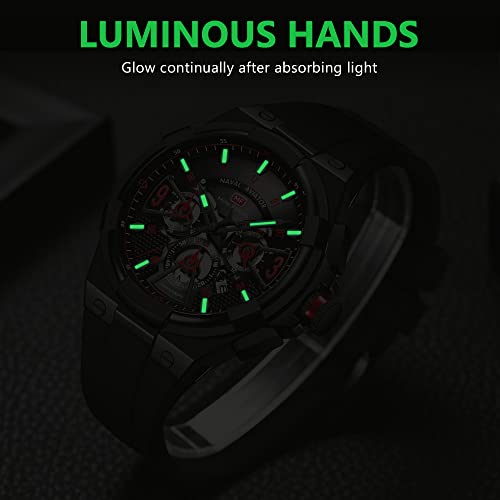 Mini Focus Men Watches Unique Hollow Casual Wrist Watch (Chronograph/Waterproof/Luminous/Calendar/24 Hour) Silicon Band Fashion Watch For Men (All_Black) #TOP3