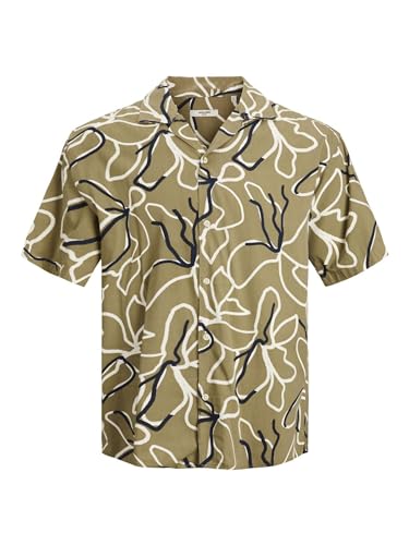 JACK & JONES Jprblatropic Resort-Camiseta de Manga Corta Camisa, Cubierta Verde/AOP: Ajuste Relax, XXL para Hombre
