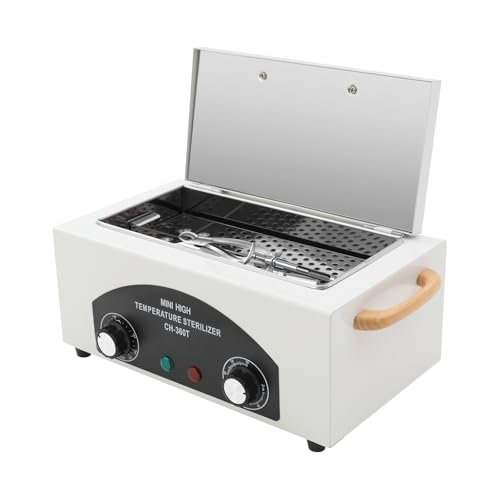 Esterilizador de aire caliente, 300 W, 2 L, esterilizador con temperatura ajustable 50-220 °C y temporizador 0-60 min, desinfectante para herramientas de uñas, tijeras, pinzas, para salón de belleza
