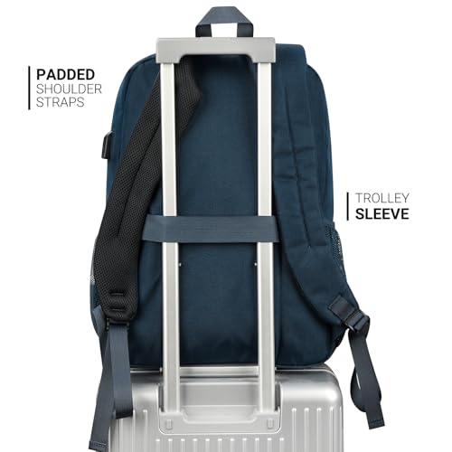 ZORFIN 36L Backpack for School, College, and Travel: Water Resistant Bookbag with 8 Compartments - Steel blue