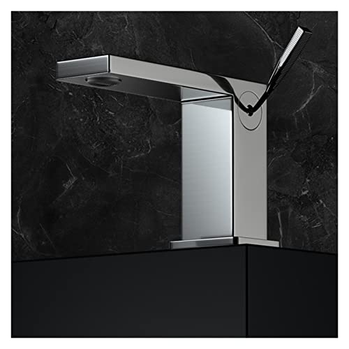Mélangeur lavabo évier noir en laiton avec grue eau chaude froide