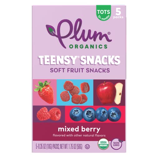 Image of Plum Organics Teensy Snacks Soft Fruit Snacks - Mixed Berry - 0.35 oz Bags (Pack of 15) - Organic Toddler Food Fruit Snacks