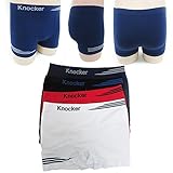 3 Pack Men Seamless Boxer Briefs Knocker Microfiber Underwear Comfort One Size Blue