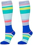 Compression Socks (Ocean Stripes M/ 20-30mmHg) Men & Women Fun Running Casual Socks
