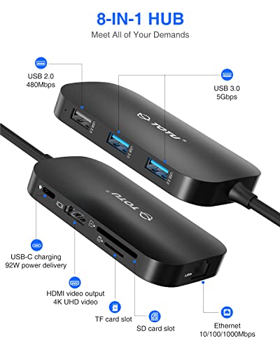 Usb C Hub, 9-In-1 Type C Hub With 4K Usb C To Hdmi, Ethernet Port, Usb-C Power Delivery (Pd) Port, 2 Usb 3.0 Ports, Usb 2.0 Port, Sd/Tf Card Reader, Compatible With Macbook Pro Air And Type C Laptops #TOP3