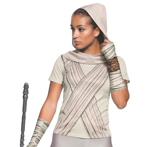 Womens Rhinestone Rey Tan Polyester Costume T-Shirt (Medium) - 1 Pc - Perfect for Themed Parties