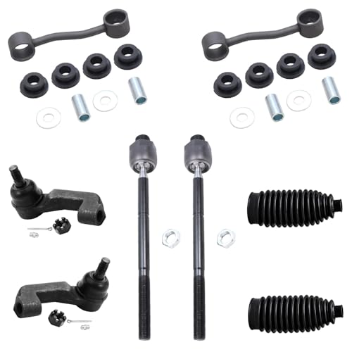 Image of Detroit Axle - 10pc Front End Suspension Kit for Jeep Liberty 02-05, 2 Upper Control Arms 4 Inner Outer Tie Rod Ends 2 Stabilizer Sway Bars 2 Boots 2002 2003 2004 2005 Replacement