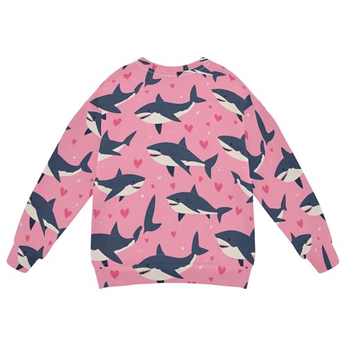 JUNZAN Valentine's Cartoon Shark Fish Pink Little Boys Pullover Hoodie Fleece Kids Hoodies Boys Party 4T2