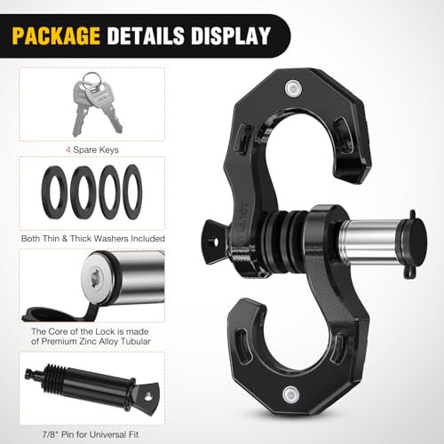 Image of Nilight 2 Pack 3 /4 inch D-Ring Separate Shackle with 7 /8 inch Lock Pin 45,000 lbs Break Strength, Off Road Recovery Shackle with Isolators Washers for Use with Tow Strap, Winch, Truck Vehicle (Black)