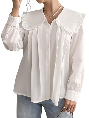 10 Best Peter Pan Collar Blouses for a Whimsical Wardrobe 3 GORGLITTER Women's Peter Pan Collar Shirt Blouse